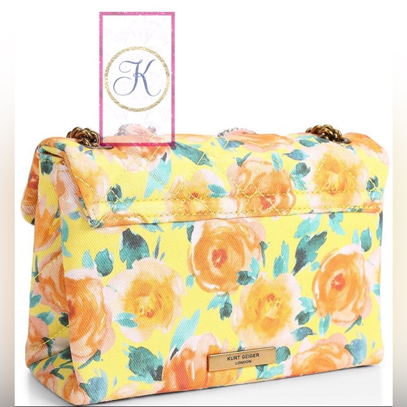 Kurt Geiger Kensington Orange Quilted & Pink Diamond Bow Crossbody🎀 Embellished - Picture 6 of 7